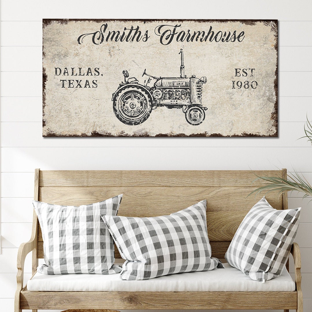 Tractor Sign | Farmhouse Wall Decor | Last Name Sign | Custom Farm Sign ...
