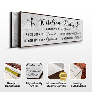 Kitchen Rules Wall Sign Wall Decor For Kitchen Rules Custom Kitchen Sign Kitchen Decor Wall Art, Farmhouse Wall Decor Kitchen Sign image 7