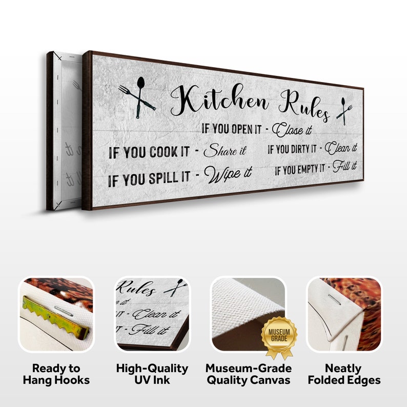 Kitchen Rules Wall Sign Wall Decor For Kitchen Rules Custom Kitchen Sign Kitchen Decor Wall Art, Farmhouse Wall Decor Kitchen Sign image 7