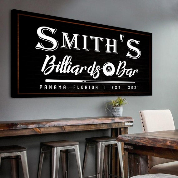 Billiards Signs CUSTOM BILLIARDS AND POOL HALL SIGN – Cedar & Sage
