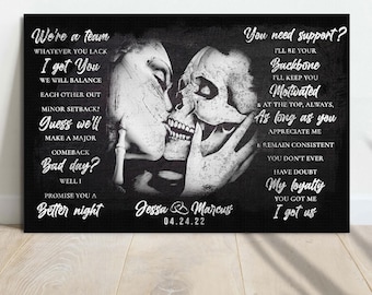 Gothic Wedding Gift | Were A Team Canvas | Wall Hangings Gothic Bedroom | Gothic Home Decor | Gothic Designs Gothic Romance | Gothic Couple