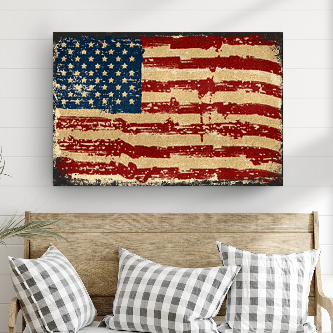 American Flag Canvas Wall Art | 4th of July Decorations | Rustic ...