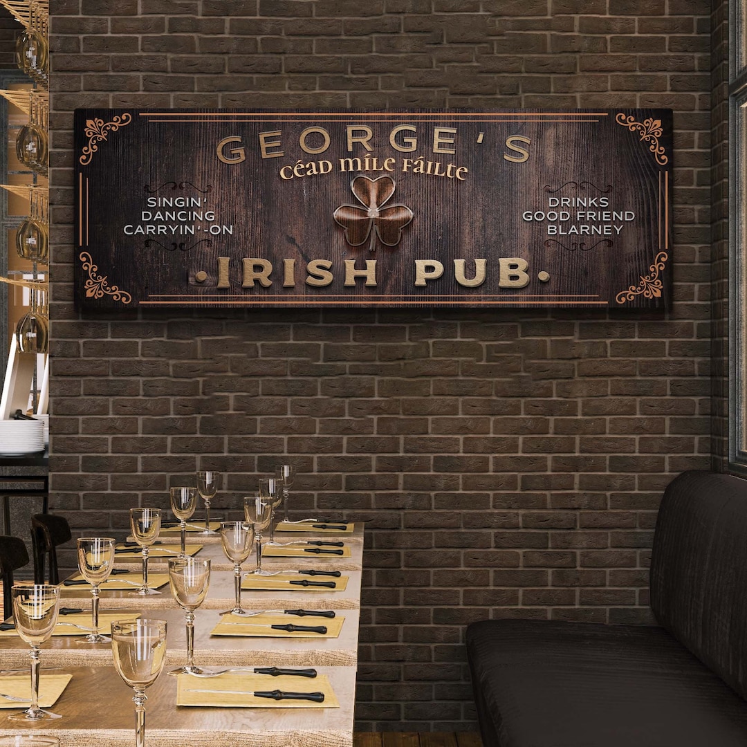 Irish Pub Sign | Personalized Bar Wall Decor | Bartender Bar Owner Gift ...