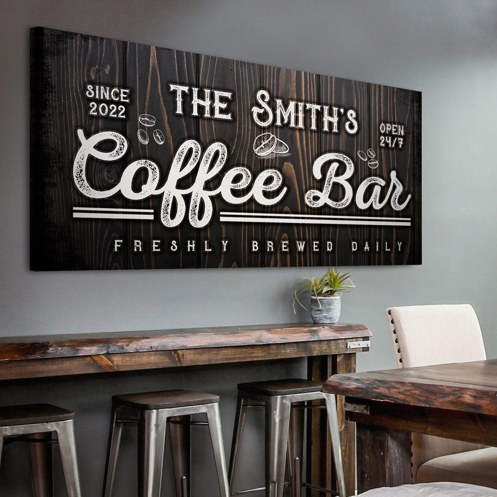 Coffee Bar Sign Personalized Coffee Bar Wall Decor Coffee Station