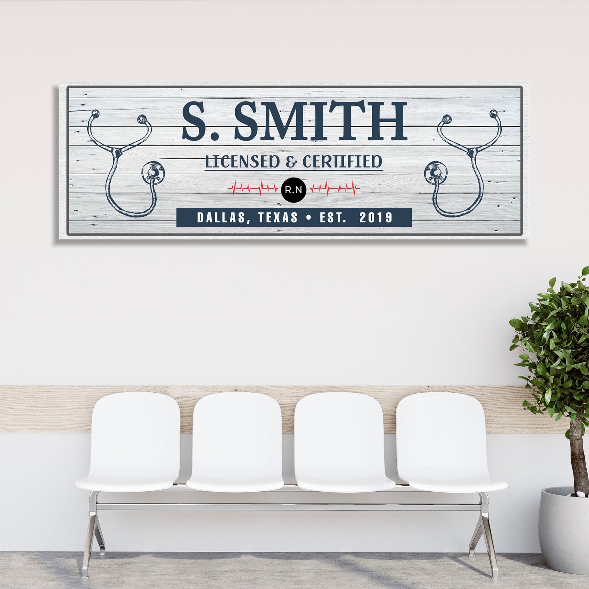 Nurse Name Sign Custom Nurse Licensed Décor Established Office Wall Sign Decor Personalized Name Sign Canvas Stethoscope Wall Art Décor