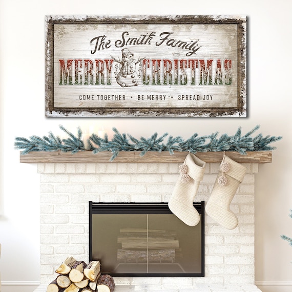 Personalized Christmas Sign | Christmas Decor Family Name | Christmas Snowman Print | Family Name Sign Winter Wall Art | Holiday Decor