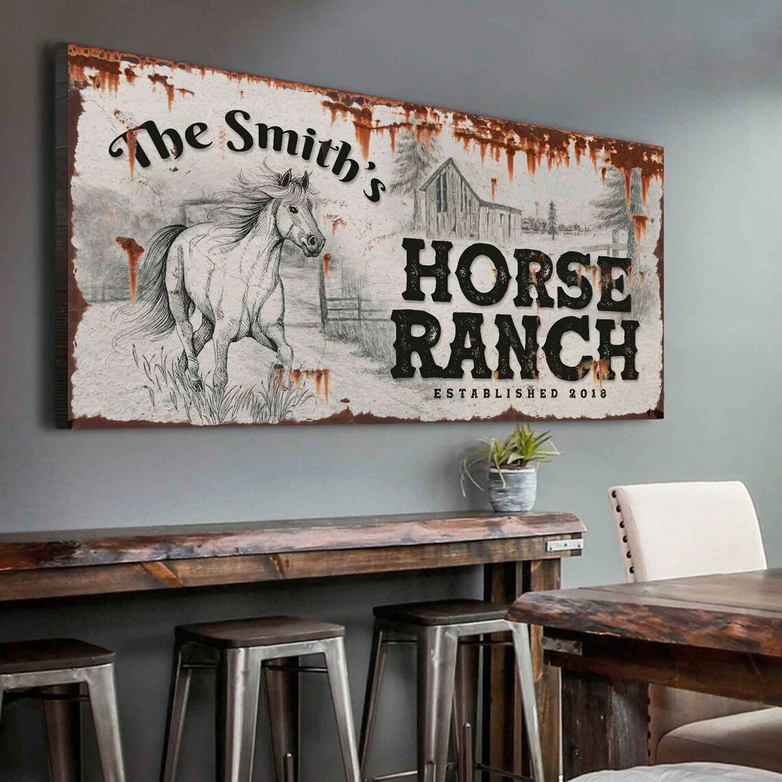 Horse Ranch Farmhouse Wall Art Home Decor Horse Sign Family Etsy