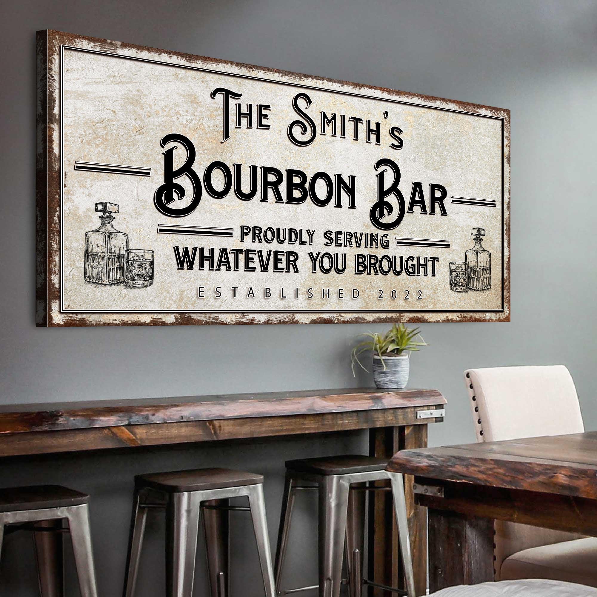 Bourbon Bar Signs | Man Cave Wall Art | Custom Bar Sign | Established Bar Sign | Personalized Family Name Bar | Home Canvas Bar Wall Decor