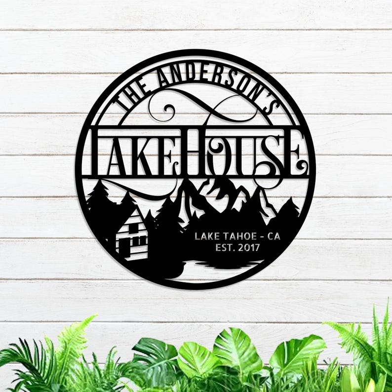 Personalized Lake House Metal Sign | Lakehouse Decor | Custom Lake ...