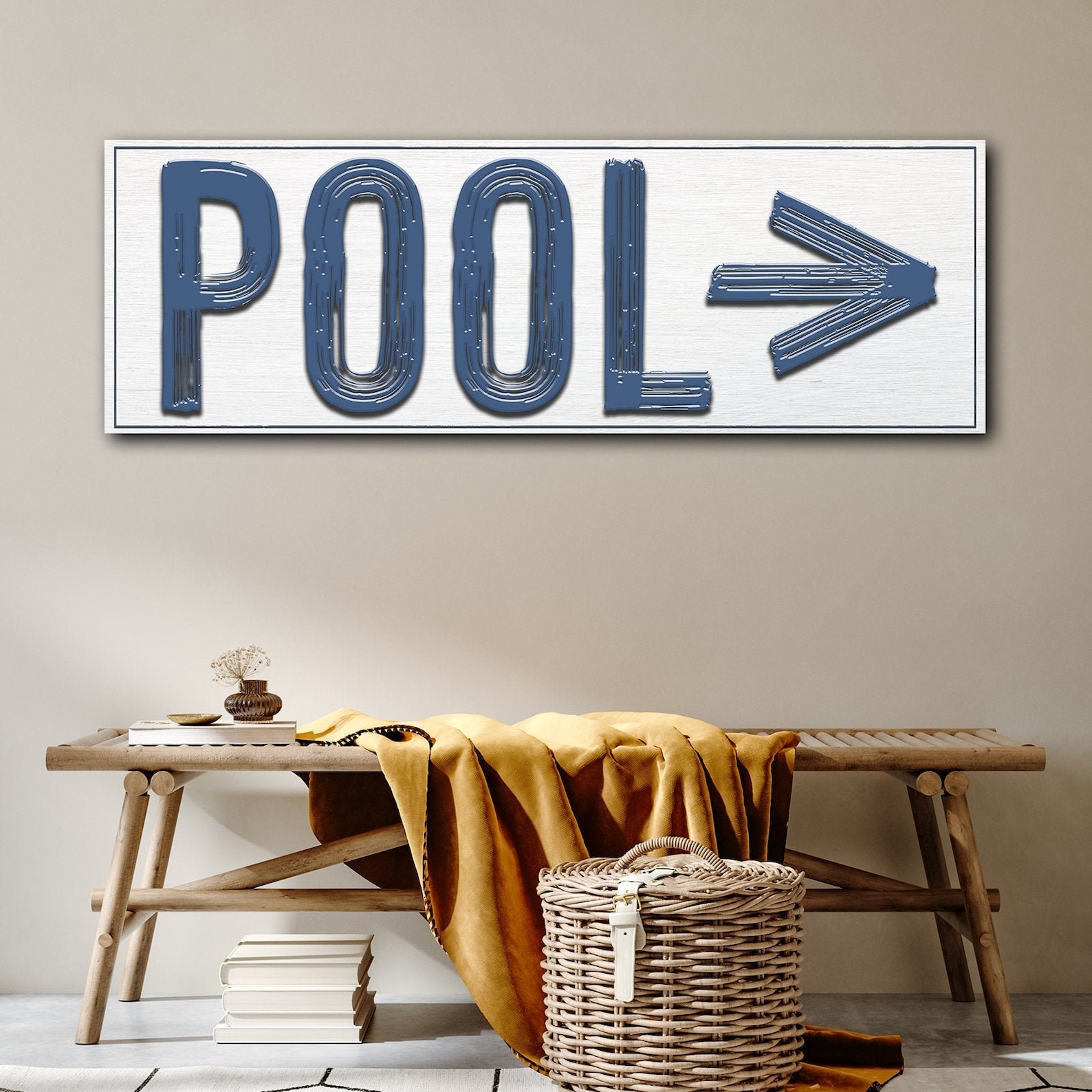 Pool Sign | Pool Arrow Sign Canvas Wall Art | Pool Sign With Arrow Wall ...