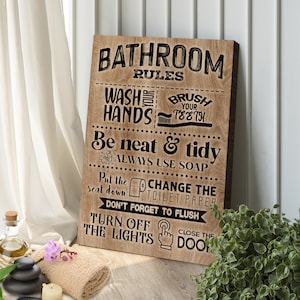 Bathroom Rules Sign | Farmhouse Bathroom Sign | Custom Rules Toilet Decor Wall Decoration | Bathroom Wall Art for the bathroom | Toilet Sign