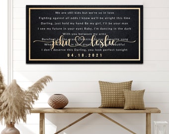 Custom Couple Name Sign | Personalized Couple Song Lyrics Wall Art | Personalized Wall Art For Couple Song | Personalized Couple Gifts