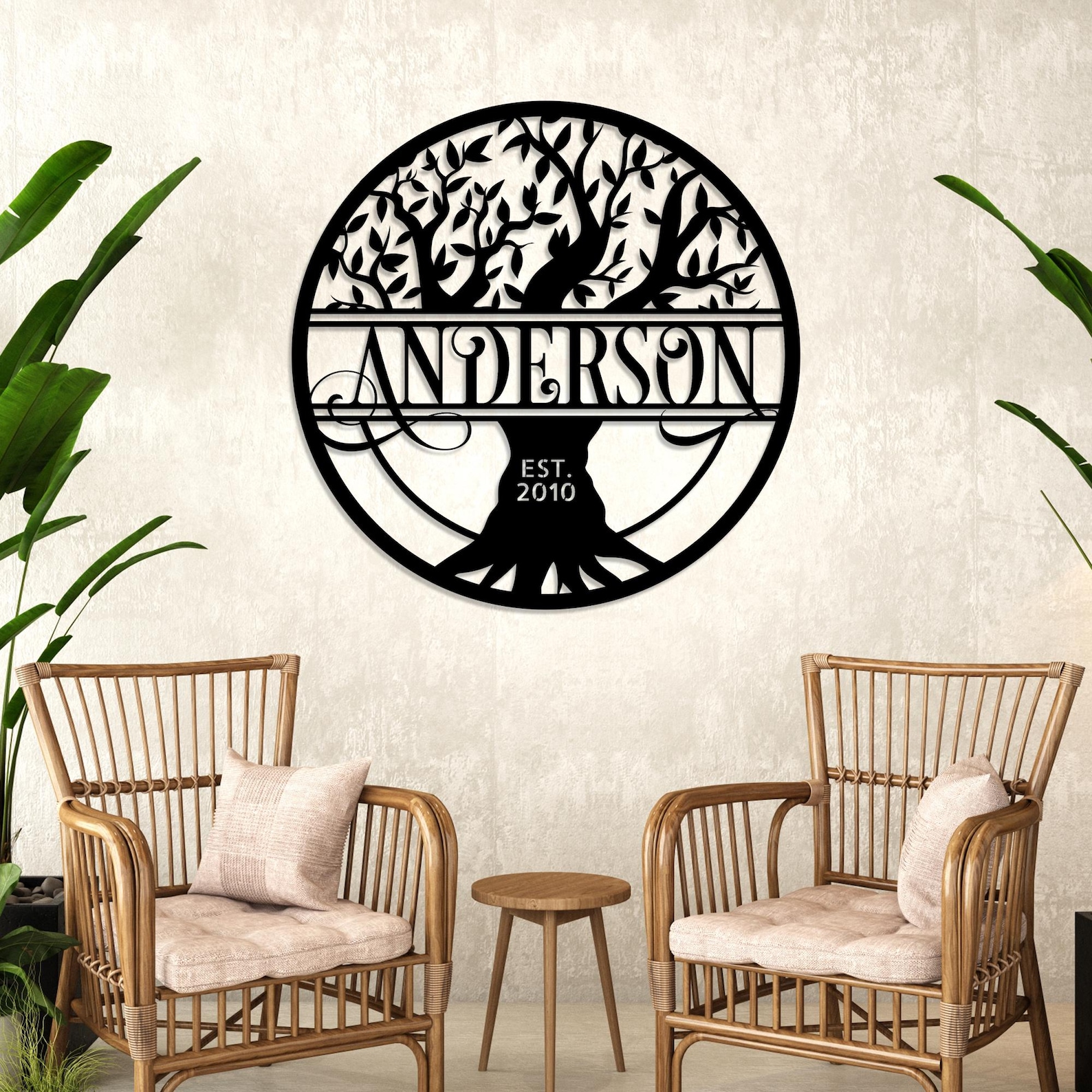 Last Name Metal Sign | Personalized Family Name | Monogram Wall Decor ...