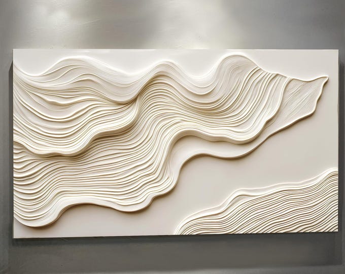 Ivory Abstract Wall Art | Ivory Luxury Wall Decor | Contemporary Home Art | Living Room Wall Decor | Office Wall Decor