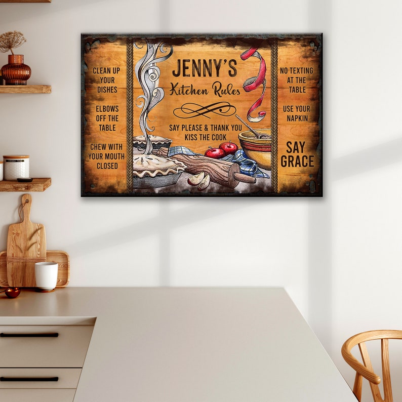 Rustic Kitchen Rules Sign Kitchen Rules Funny Sign | Personalized Kitchen Sign | Funny Kitchen ...