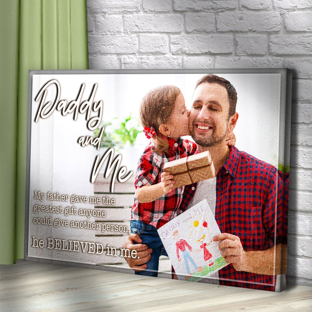 Gift for Dad Portrait Art | Daddy and Me Portrait Canvas Wall Art ...