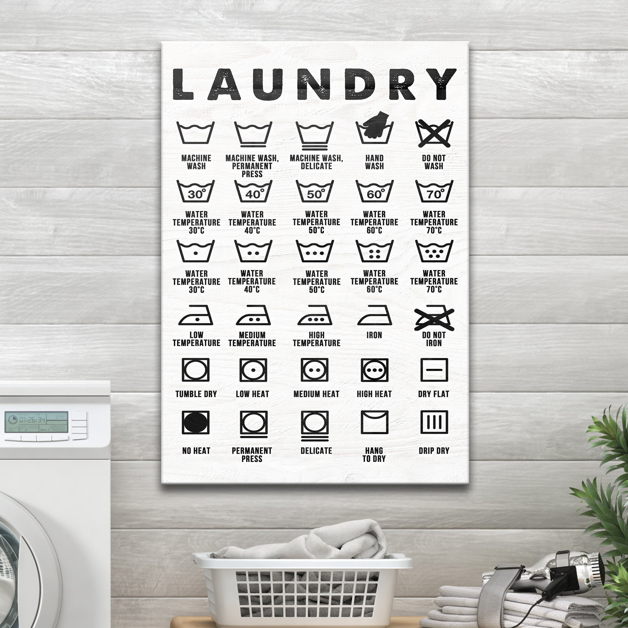 Laundry Symbols Sign | Laundry Room Decor | Laundry Room Sign | Laundry