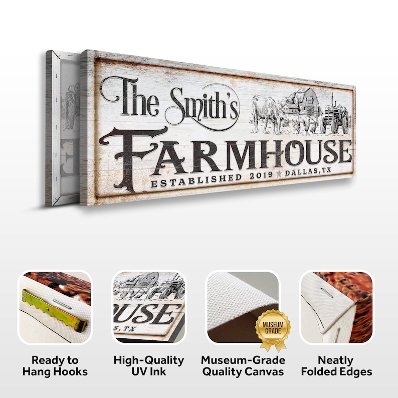 Personalized Farmhouse Sign Decor | Farmhouse Wall Art | Name Canvas ...