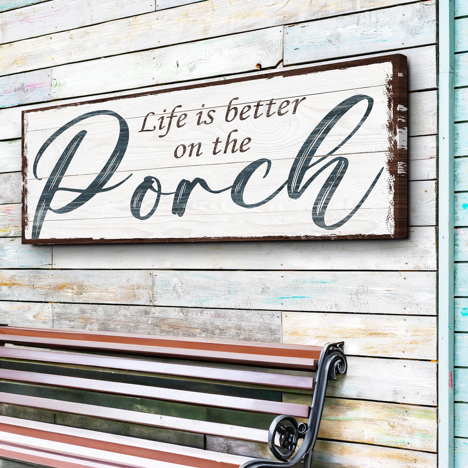 Life is Better on the Porch Sign | Rustic Farmhouse Porch Wall Art ...