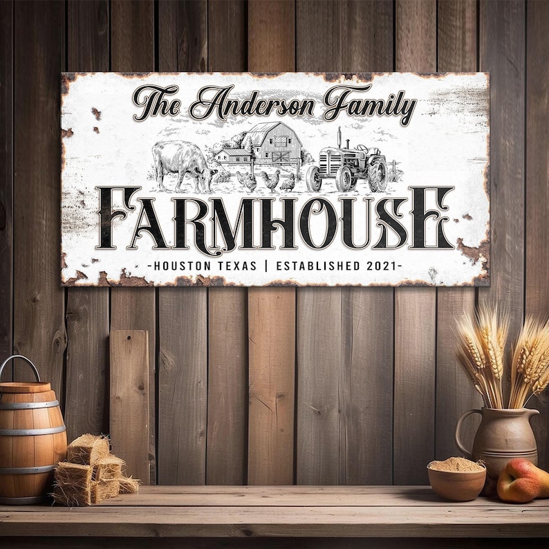 Farmhouse Sign | Personalized Name Canvas Wall Art | Home Decor ...