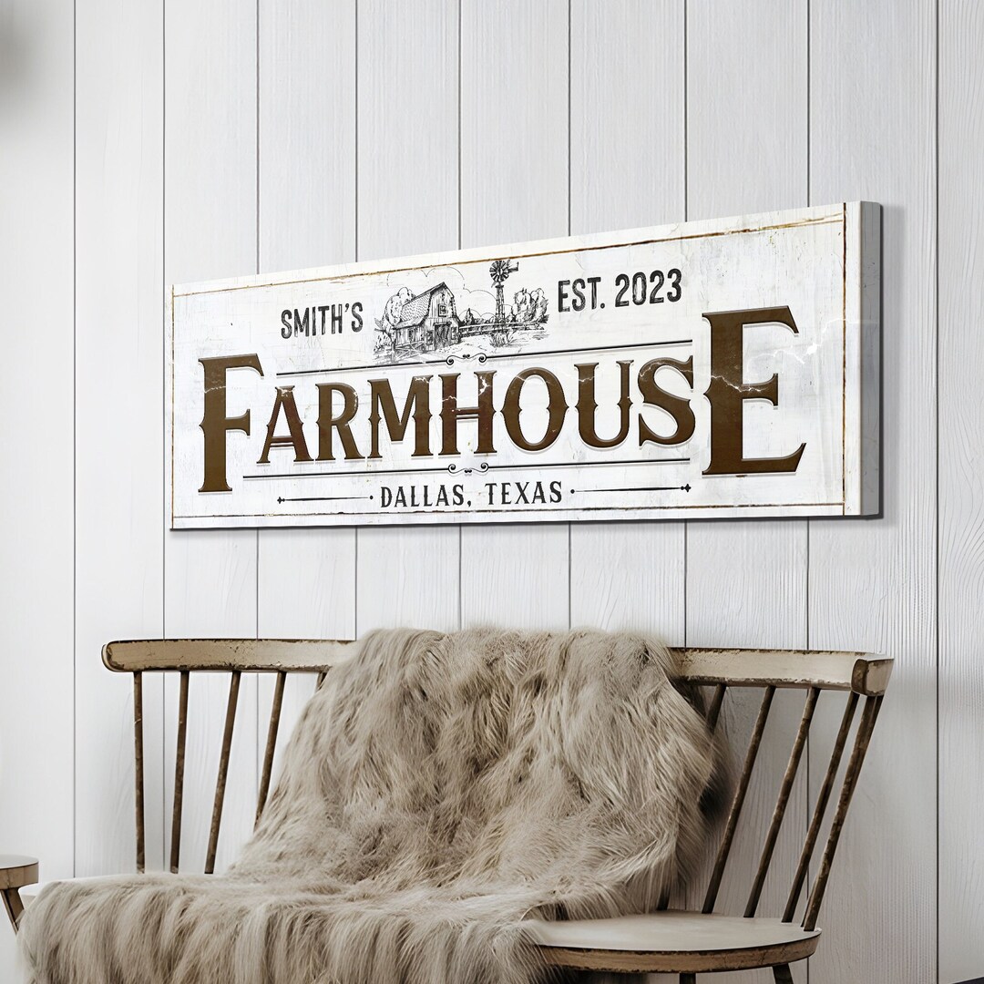 Farmhouse Wall Decor | Custom Farmhouse Sign | Personalized Name Canvas ...