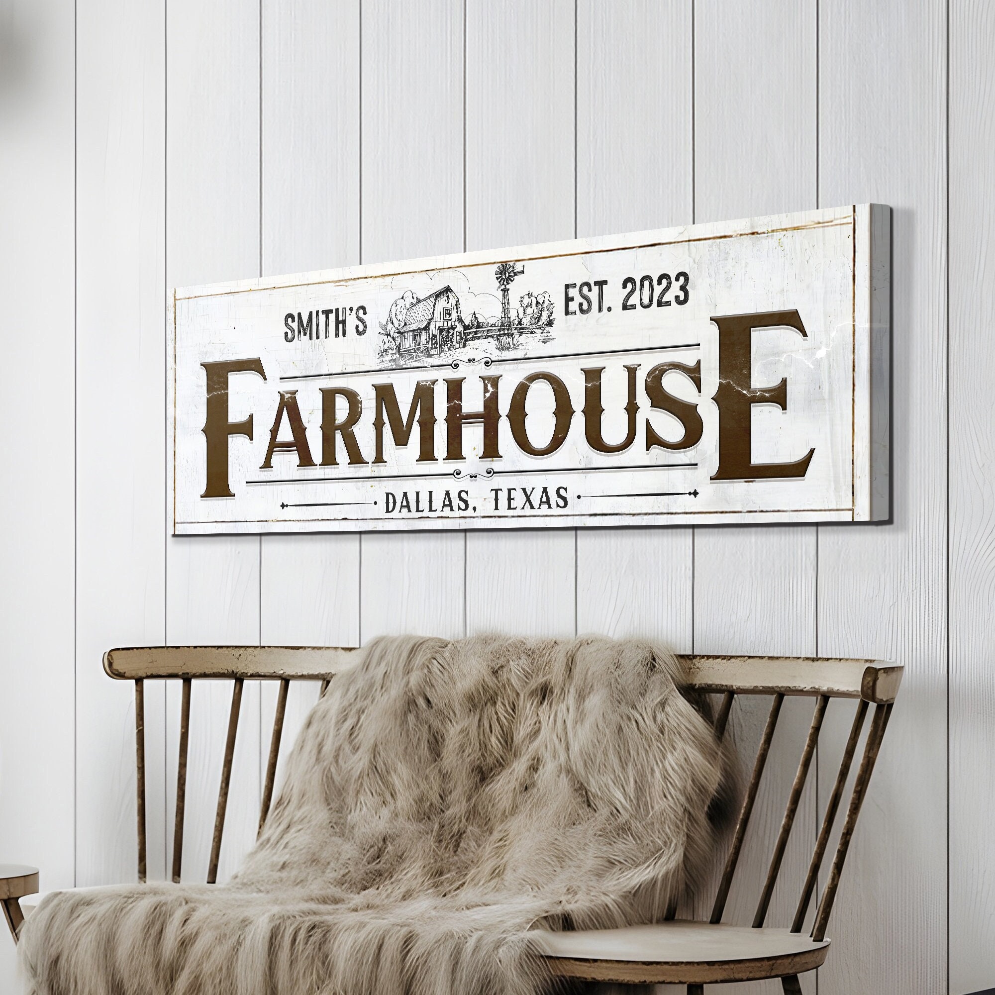 Farmhouse Wall Decor | Custom Farmhouse Sign | Personalized Name Canvas ...