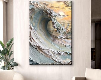 Giant Waves Seascape Wall Art | Ocean Wave Canvas Art | Coastal Wall Art | Abstract Sea Painting | Modern Beach Decor | Ocean Artwork Canvas