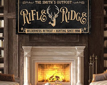 Personalized Rifle Ridge Family Sign | Personalized Name Sign | Hunting Gifts For Men | Antler Wall Art | Deer Antler Sign | Hunting Sign