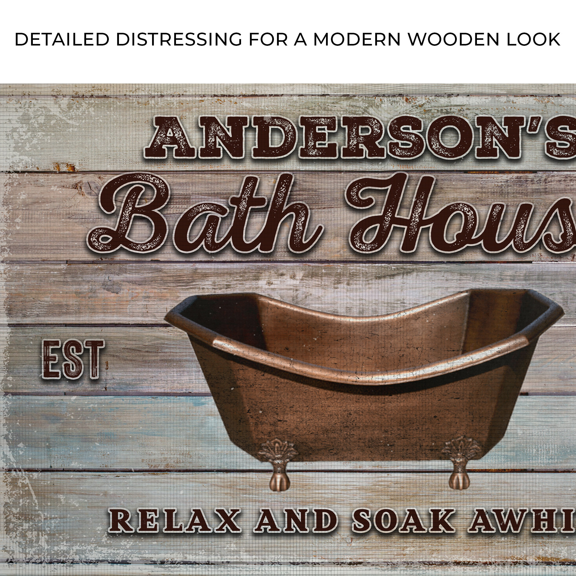 Personalized Bath House Sign Vintage Farmhouse Bathroom Wall - Etsy