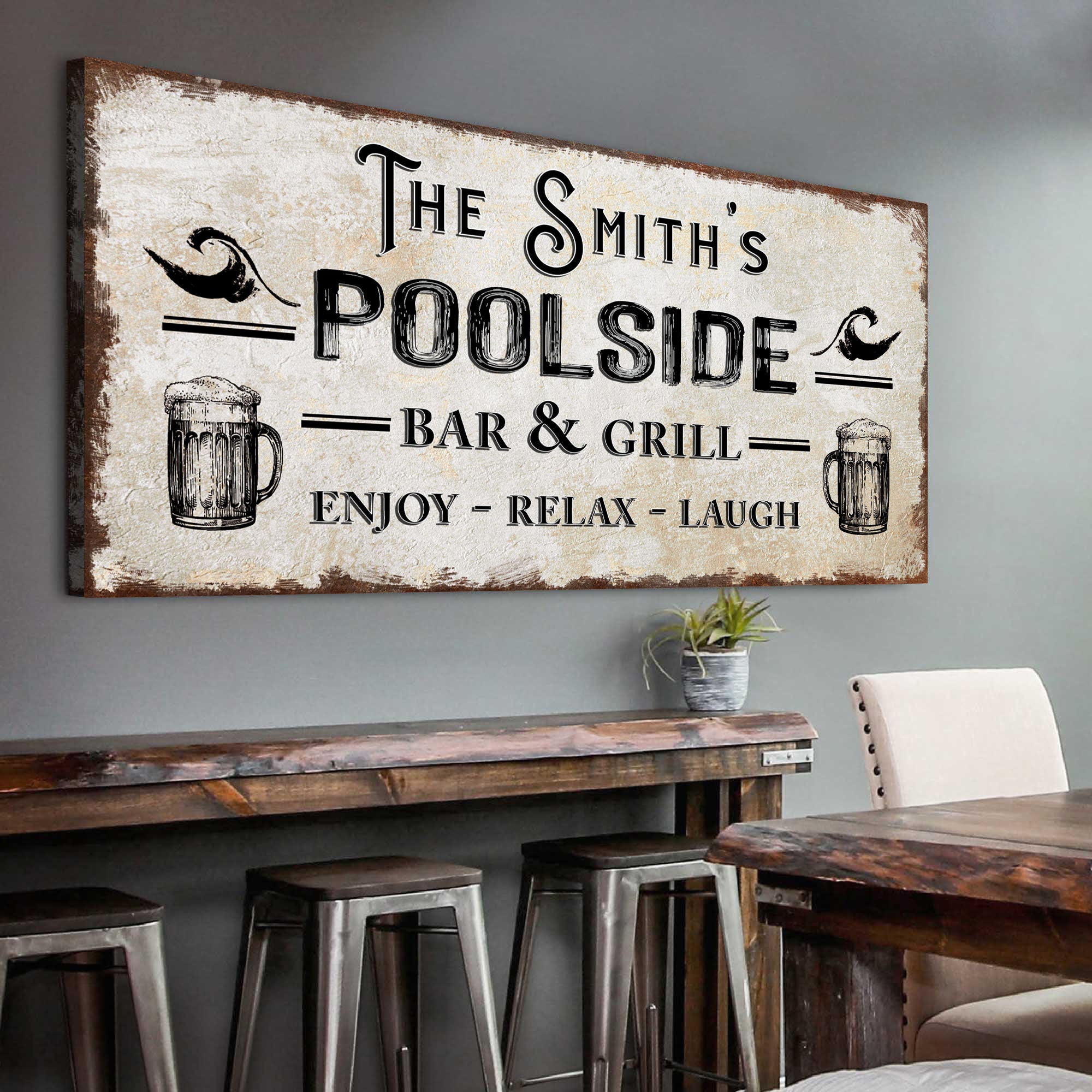 Poolside Bar And Grill Sign Enjoy Relax Laugh Bar Sign Etsy