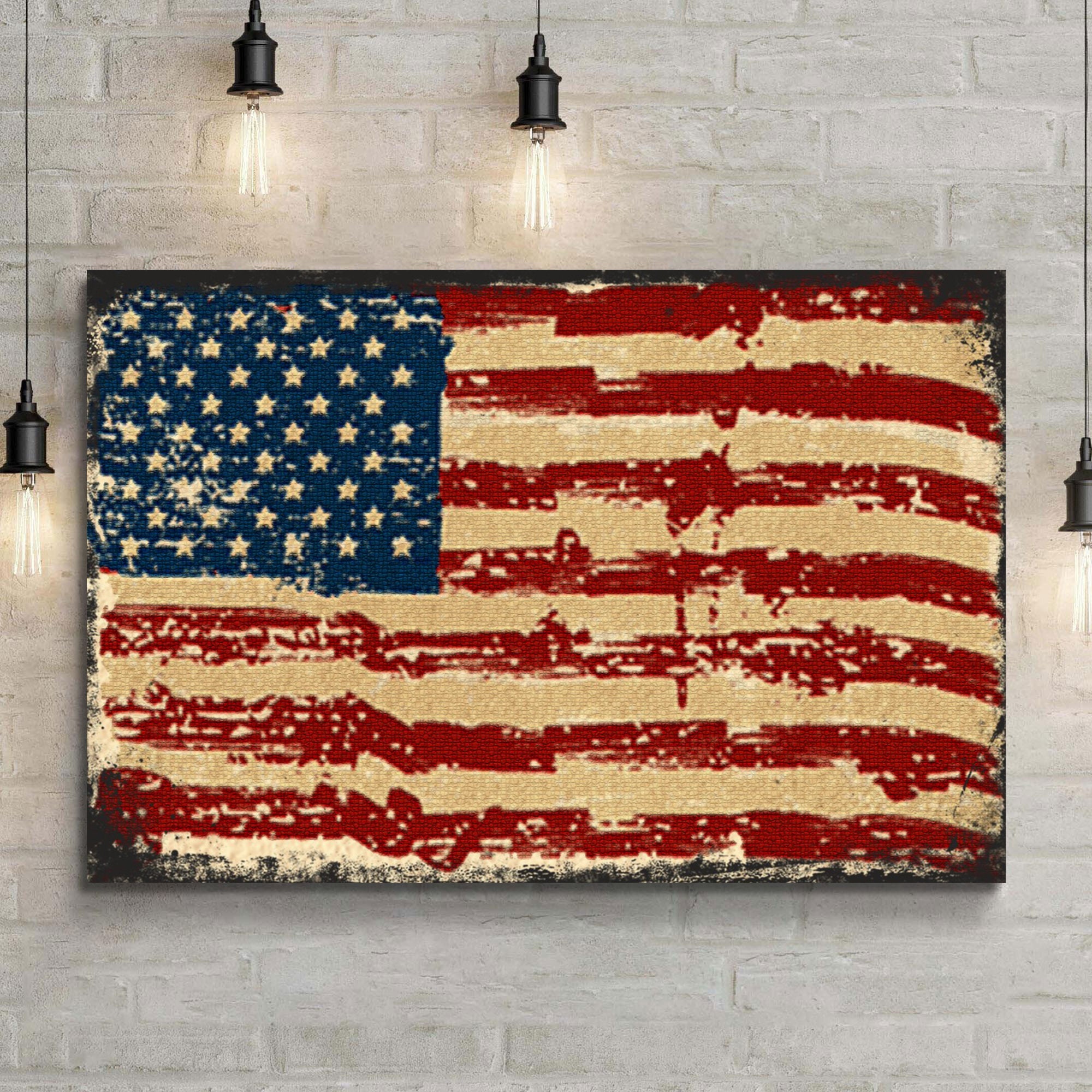 American Flag Canvas Wall Art | 4th of July Decorations | Rustic ...