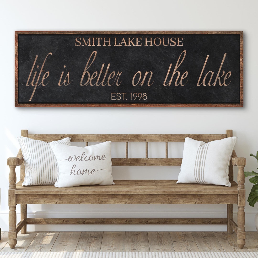Family Lake House Sign | Personalized Lake Farmhouse Home Decor | Lake ...
