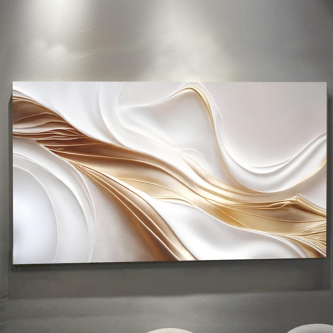 White and Gold Abstract Wall Art | Contemporary Home Art | Minimalist ...