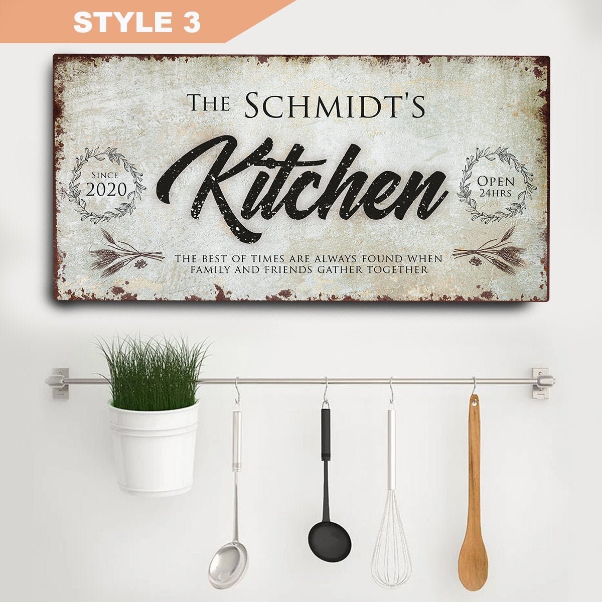 Kitchen sign Farmhouse Kitchen Wall Decor personalized sign Etsy