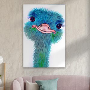 Ostrich Art Paint | Ostrich Wall Art | Ostrich Wall Decor | Watercolor Art | Animal Wall Art | Bird Wall Art | Bird Painting | Digital Art