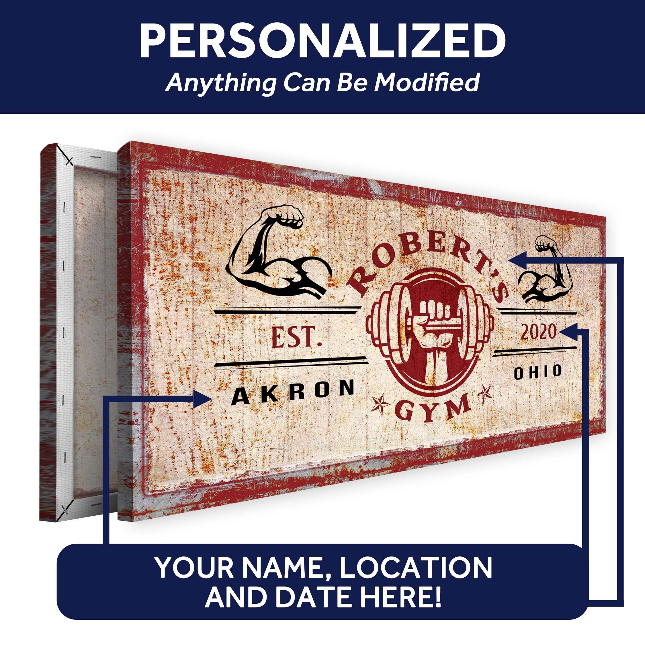 Personalized Gym Sign | Custom Name Sign | Workout Room Wall Decor ...