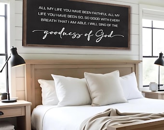 Goodness Of God Faith Sign | Christian Wall Art | Worship Song Canvas | Goodness of God Lyrics Sign | Inspirational Faith Wall Decor