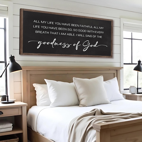 Goodness Of God Faith Sign | Christian Wall Art | Worship Song Canvas | Goodness of God Lyrics Sign | Inspirational Faith Wall Decor
