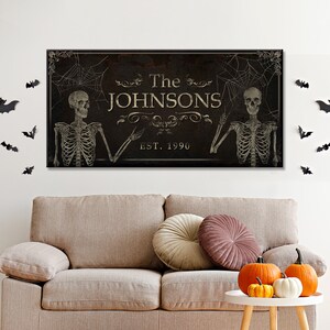 Halloween Sign Gothic Art Print, Halloween Skeleton Decor, Personalized Halloween Gift, Family Halloween Wall Art, Custom Gothic Wall Art bild 6