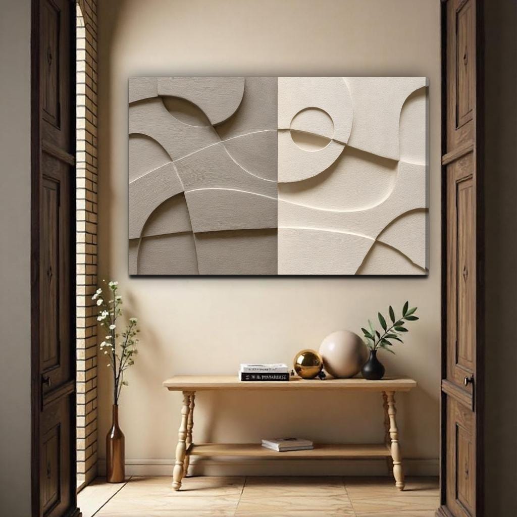 Modern Abstract Minimalist Wall Art | Neutral Abstract Canvas Wall Art ...