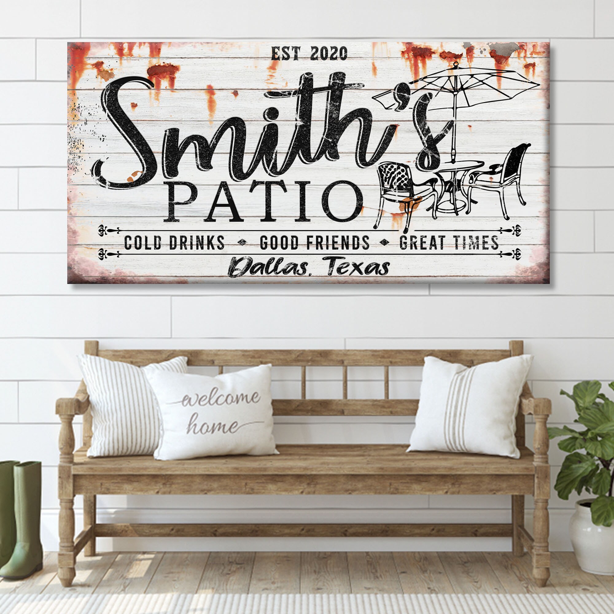 Personalized Patio Signs Custom Name Sign Rustic Patio Decor Etsy