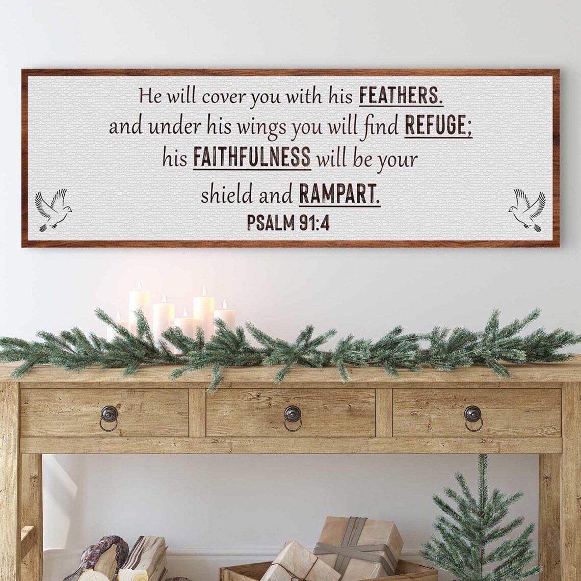 Psalm 91 4 Faith Sign | Scripture Wall Art | Christian Gift Wall Decor ...