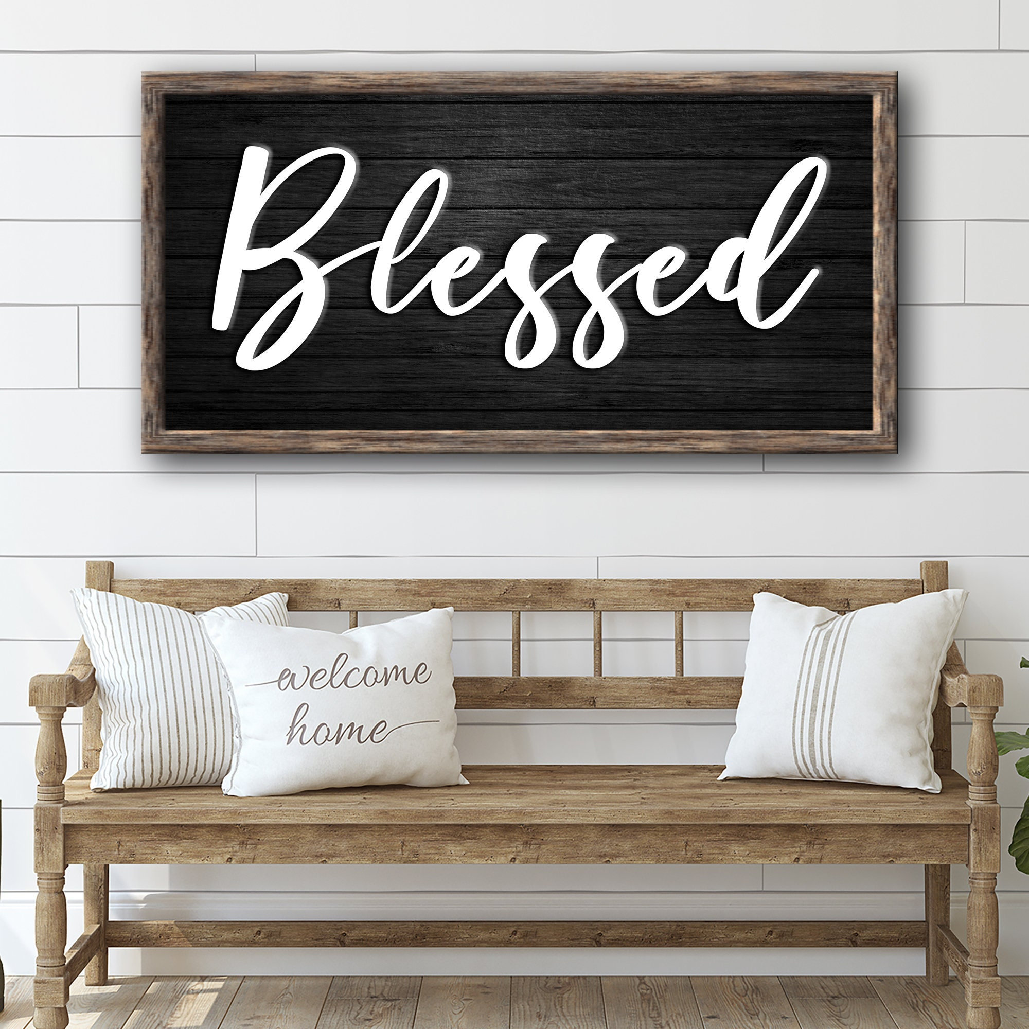 Spanish Welcome Wood Plaque Sign - "Bienvenidos" Rustic Home Decor 12x6 Inch