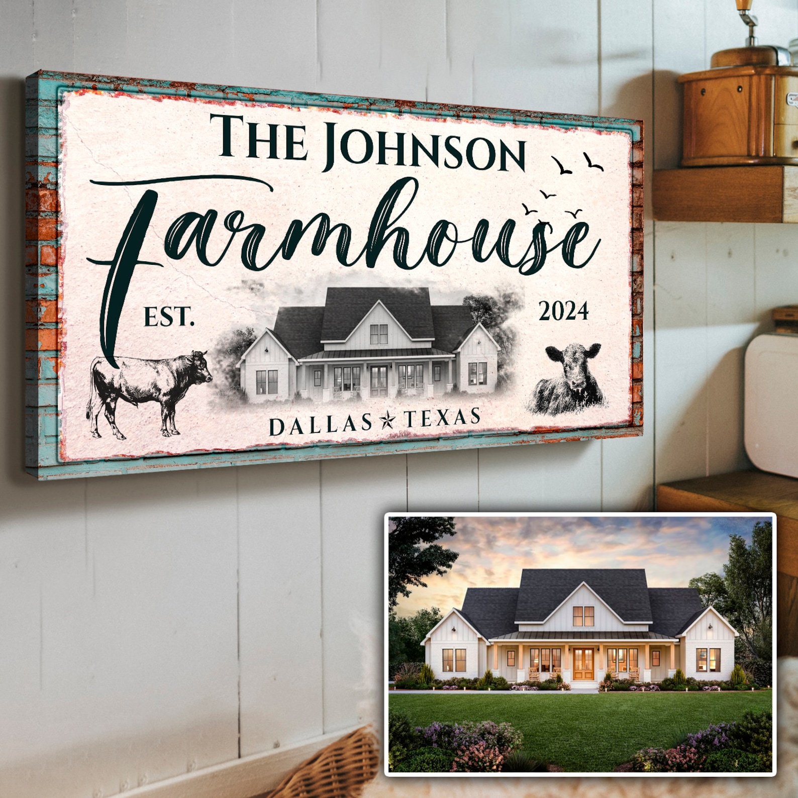 Farmhouse Sign | Farm Wall Decor | Cattle Ranch Canvas | | Last Name ...