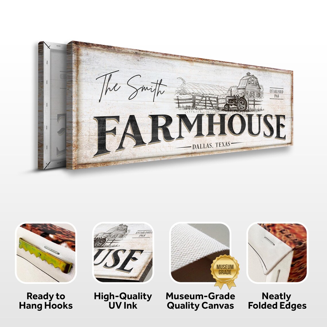 Custom Farmhouse Sign Wall Art | Rustic Farmhouse Wall Decor | Name ...