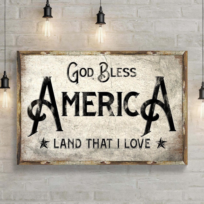 God Bless America Sign | Patriotic Wall Art | Land That I Love Living Room Wall Decor | Patriotic Canvas Home Decor | Independence Day Sign image 3