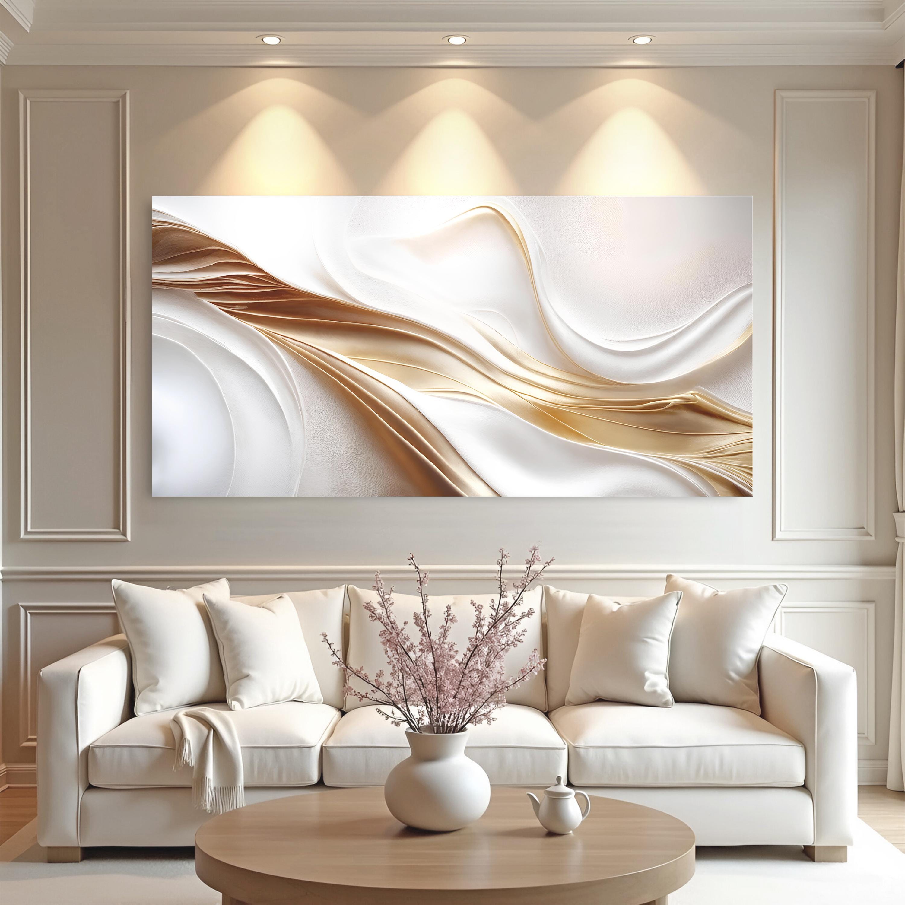 White and Gold Abstract Wall Art | Contemporary Home Art | Minimalist ...