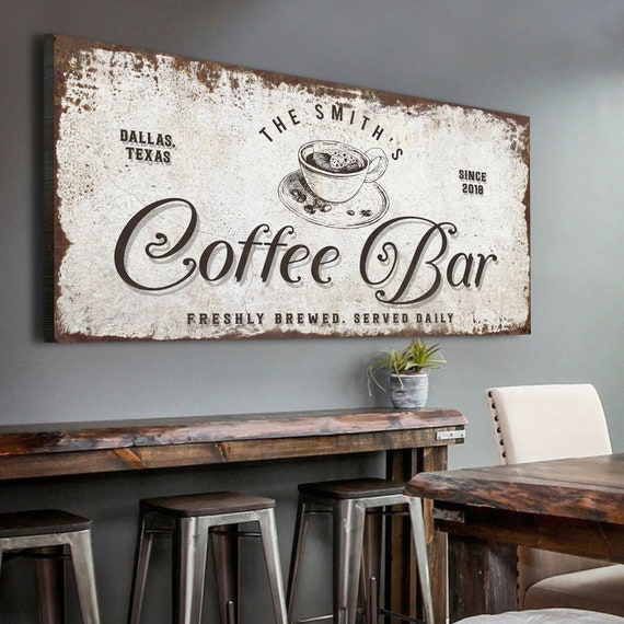 Signo de café Cartel de cafetería personalizado Decoración del - Etsy España