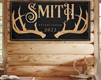 Personalized Hunting Sign | Hunting Gifts For Men | Antler Wall Art | Deer Antler Sign | Personalized Name Sign | Hunting Sign Wall Decor
