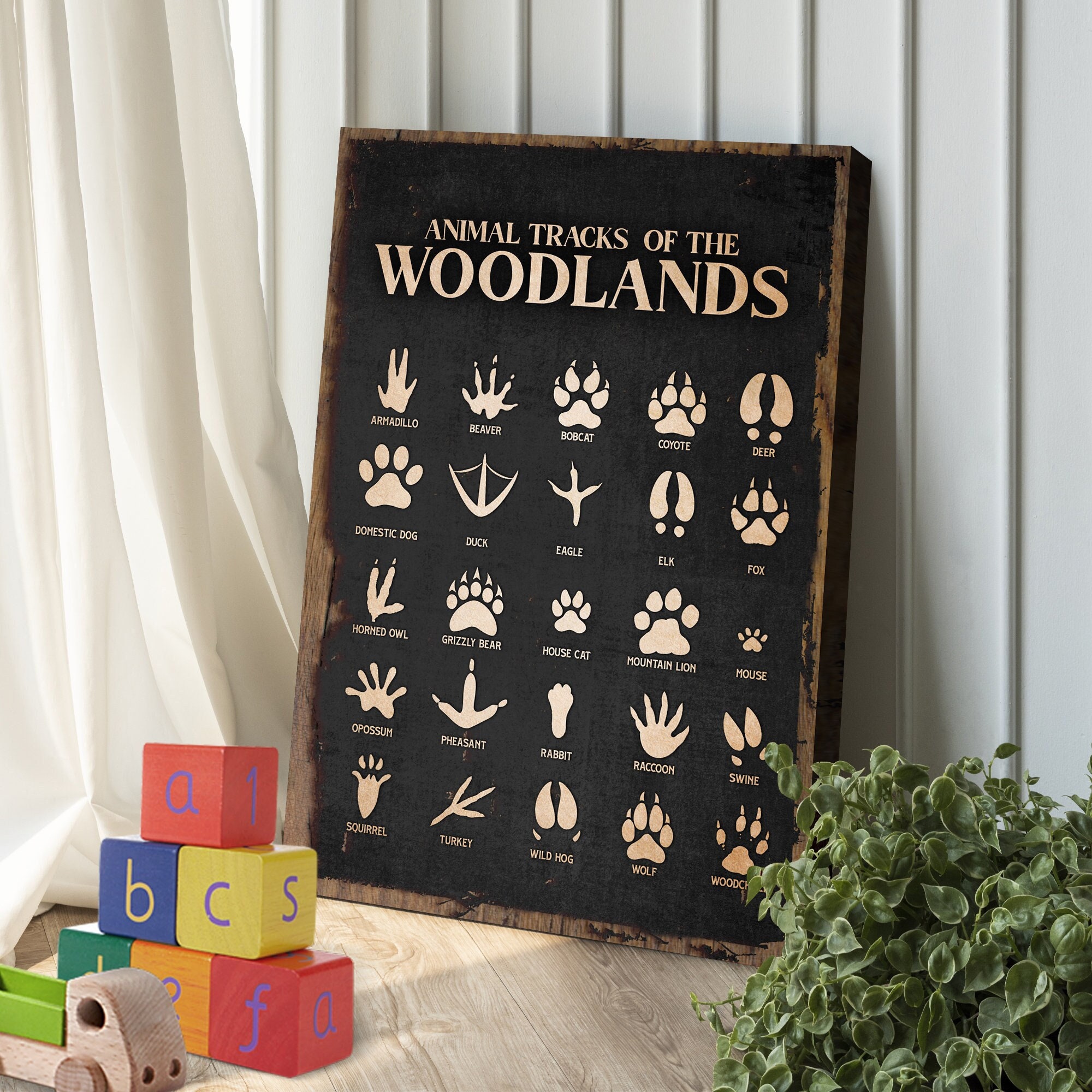 Animal Tracks Field Guide - Wood Framed Art - Multiple Sizes